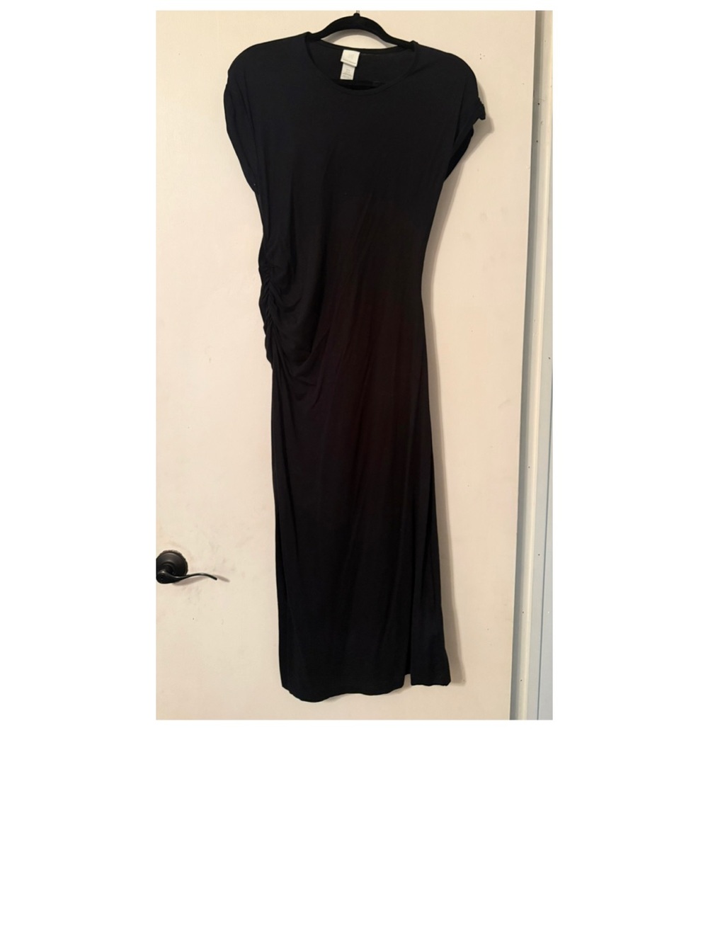 Black Ruched Side Midi Dress - Brand Unknown